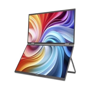 Monitor Acer Portátil Ultrafino PD193Q prata com tela dupla Duplo Painel LED IPS de 18.5” com resolução Full HD 60 Hz HDMI e cabo USB Tipo-C 3.2 Gen. 2