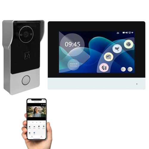 YUANWIN Smart Video Doorbell Intercom System with 7" Touch Screen Monitor, 2MP HD Camera with Night Vision, Two-Way Audio, RFID IC Card Access, Wi-Fi Tuya App Remote Unlock for Home Security