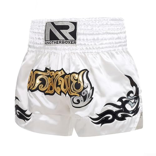Unisex Boxing Shorts for MMA Muay Thai Training Trunks, Lightweight Breathable Fitness Workout Shorts with Elastic Waist, Gym Martial Arts Sportswear (Color(XXL)(White)