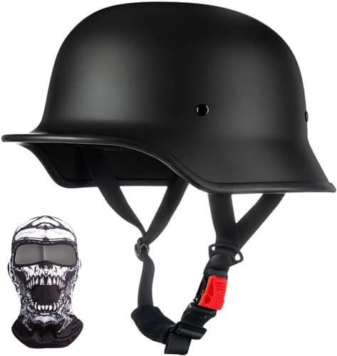 Retro Deutscher Stil Motorrad Halbhelm Retro Halbschalenhelm mit DOT/ECE Genehmigt Vintage Offenem Helm Jet-Helm Für Männer Und Frauen Fahrrad Cruiser Chopper Moped Roller B,XL=61-62CM