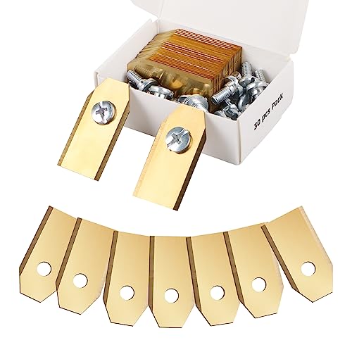 Bohrma Cuchilla Robot de césped, 30 Piezas Cuchillas para Robot cortacésped Cuchillas De Titanio Cortacésped Husqvarna con Tornillos Cuchillas Robot cortacesped Parkside para Jardineria