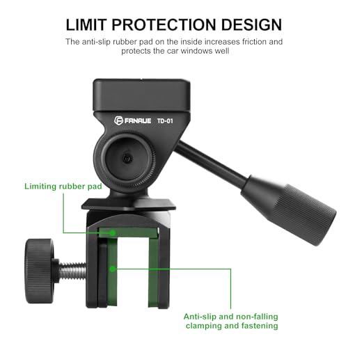 FANAUE Car Window Mount for Spotting Scope Binoculars, Vehicle Mount for Tripod Head Adapter Hunting Scouting, Telescope Clip for Swiss Arca Quick Release Plate Dovetail Groove