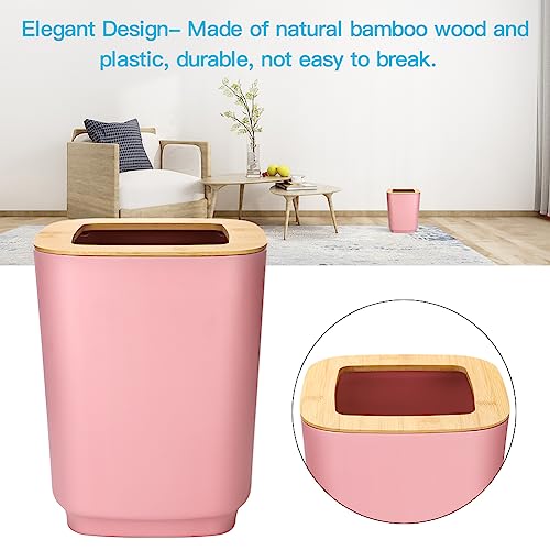 JOTOM Bamboo Bathroom Accessories Set of 6 Modern Design 6 Pieces Bathroom Accessory Set Soap Dispenser Toothbrush Holder Tooth Mug Soap Dish Toilet Brush Rubbish for Bathroom Home Decor (Pink) - Image 7