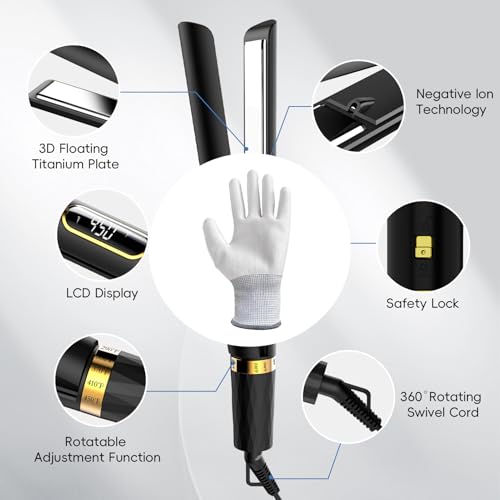 Glove for Nicebay Salon Quality Titanium Flat Iron Curling Wand Fast Heat Negative Ion Technology Fights Frizz 5 Heat Settings Portable Styler(No Machine)