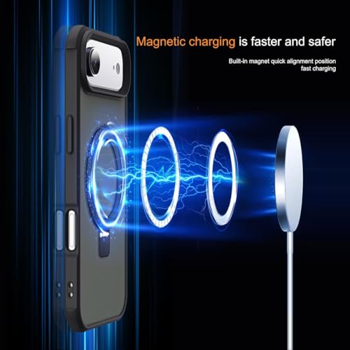Image of iPhone 17 Air Magsafe Stand Case | Matte Design & 360 Protection | Military-Grade Apple iPhone 17 Air Cover | Ultra Premium - Black