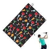 Toalla para bolsa de golf, 60 x 40 cm, toallita de limpieza portátil con diseño de copa de vino y toallitas limpiadoras para palos de golf, para padre abuelo amantes de las bolas clubes al aire libre