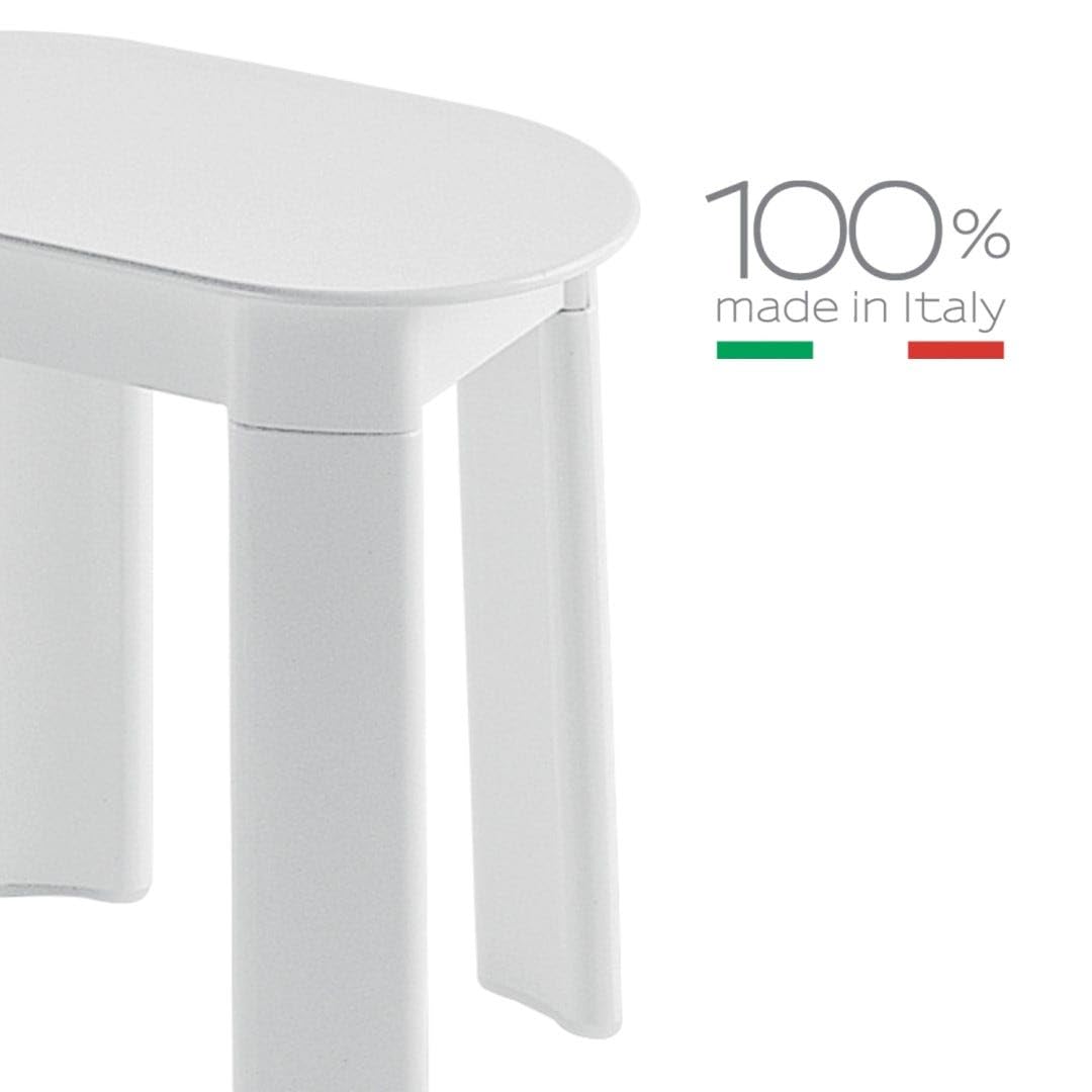 Kiamami Valentina - Sgabello per bagno 4 gambe resina termoplastica bianca