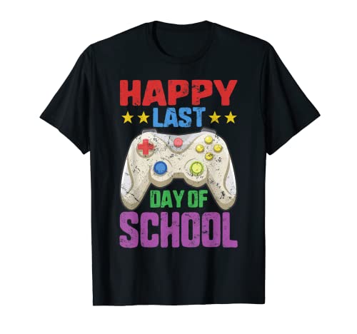 Happy Last Day Of School Teacher Jeu vidéo pour garçons et enfants T-Shirt