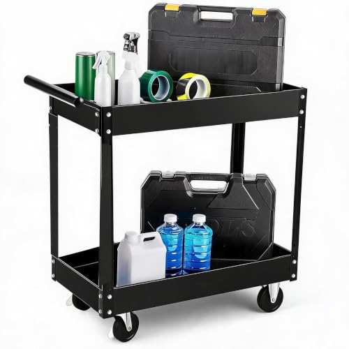 Image of Aptliton 2-Tier Heavy Duty Metal Utility Cart - 330 lbs Capacity