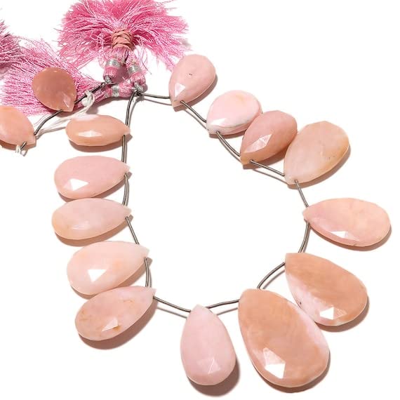 Opale rose du Pérou perles poires facettées LKBEADS 13x23mm pour création bijoux DIY