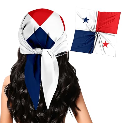 pqisdnsyh Fashion Bandana for Women,Panama Flag Silk Scarf 27.5x27.5 Lnches - Large Square bandanas,Satin Hair for Sleeping,Travel,Fashion Gift.