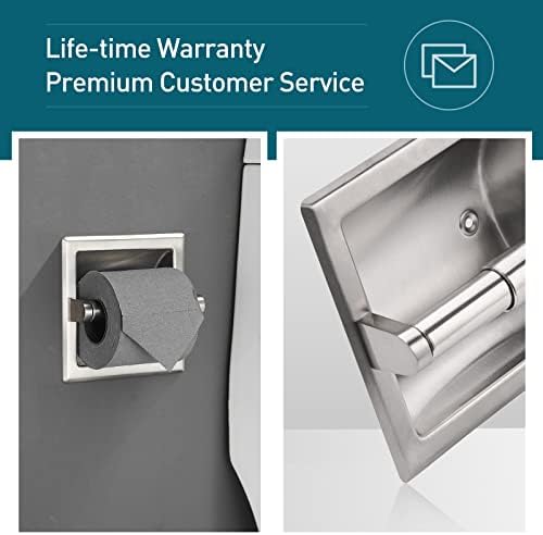 Smack Brushed Nickel Recessed Toilet Paper Holder,Contemporary Hotel Style Wall Toilet Paper Holder - Recessed Toilet Tissue Holder Includes Rear Mounting Bracket