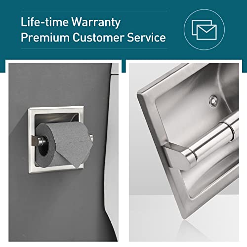Smack Brushed Nickel Recessed Toilet Paper Holder,Contemporary Hotel Style Wall Toilet Paper Holder - Recessed Toilet Tissue Holder Includes Rear Mounting Bracket #TOP1