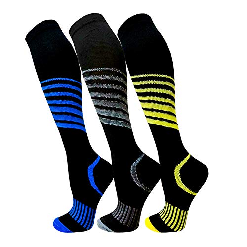 Compression Socks for Men & Women(3 Pairs),15-20mmHg is Best Stockings for Running,Nurses,Athletic,Medical,Pregnancy,Travel-Boost Performance,Blood