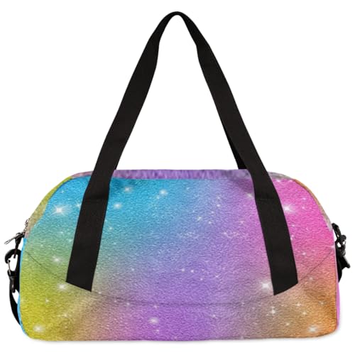Personalized Custom Girls Dance Bag, Custom Name Sports Gym Bag Kids Duffel Bags Customized Travel Duffel Bag Overnight Weekender Sleepover Tote Bag for Girls, Colorful Glitter Cheer4