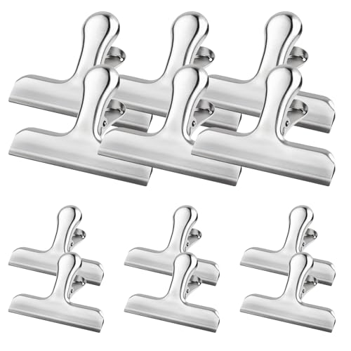 Lot de 12 pinces de fermeture en acier inoxydable pour emballages alimentaires, 76 mm et 120 mm, idéal pour sacs, photos, cuisine et bureau