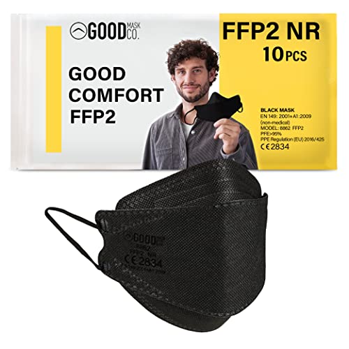 Good Mask Co.Good Comfort Adult Face Masks FFP2 Mask, Disposable and Comfortable Face Masks Dust mask(10pcs, Black)