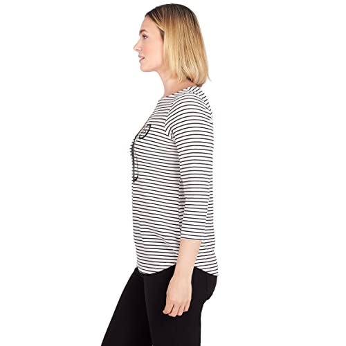Ruby Rd. Womens Spooky Stripe Top Blouse, Alabaster Multi, Medium Us #TOP3