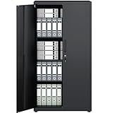 LAND·VOI Steel Storage Cabinet, 4-Tier Lockable Cabinet with Adjustable Shelves, Double-Door Cupboard Storage, For Home, Office Storage, 40×80×151.5cm, Tall Cabinet, Black