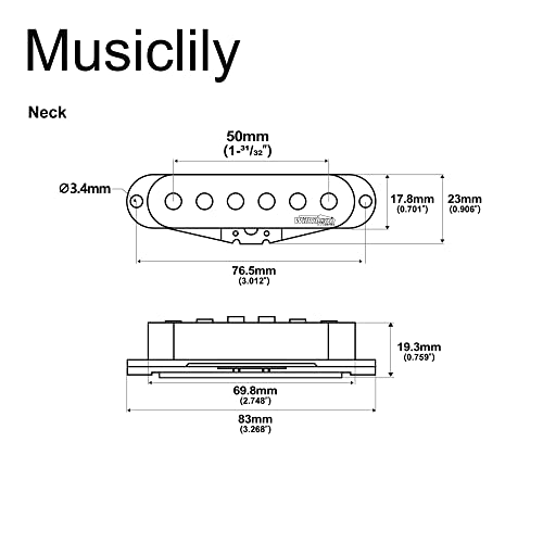Wilkinson High Output Ceramic Single Coil Neck Pickup for Strat Style Electric Guitar Cream - Image 2