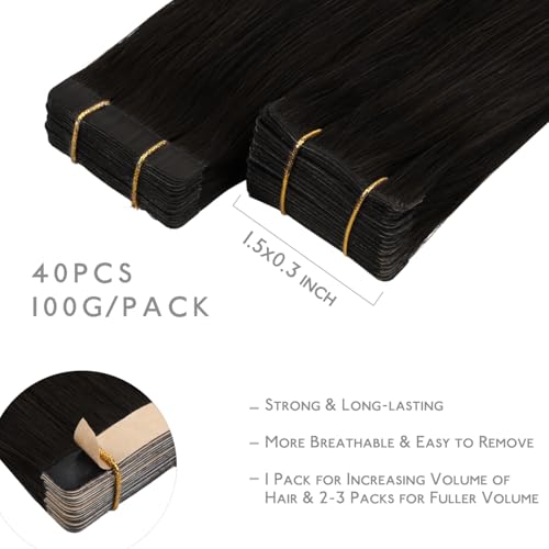 Image of WENNALIFE Invisi Edge & Classic Tape in Hair Extensions Human Hair | 20 Inch 100g 40pcs (Invisi Edge & Classic) Dark Brown Invisi Remy Hair Natural Seamless Injected Tape Ins