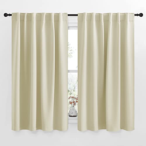 NICETOWN Small Window Curtains for Kitchen, Home Decoration Room Darkening Curtains for Laundry, Cupboard (Beige, 52" Wide x 54" Long per Panel, 2 Pie