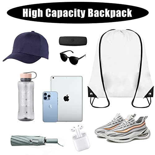 Grneric 100 Pieces Drawstring Backpack Bulk Cinch Sackpack Ployster Drawstring Bags For Gym Party Trip(White) #TOP2