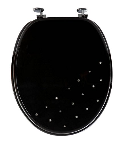 Sabichi 173010 New Bathroom Diamante WC Toilet Seat, Plastic, Black