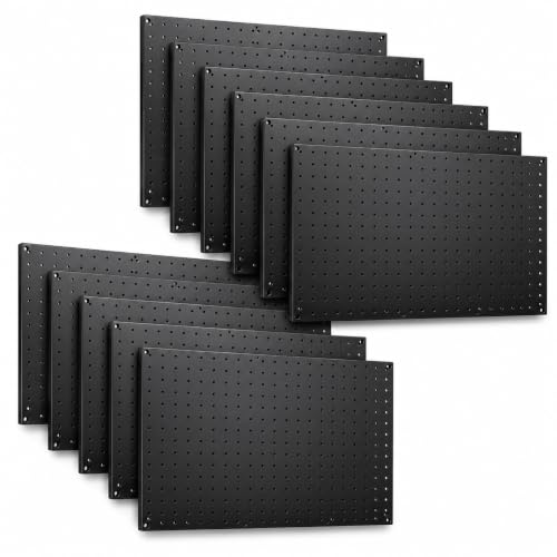 WallPeg Pegboard Panels Garage Organization - 12 ea (24"x16") Black Peg Board Panel Set - (PB-1-B) Tool Organizer, Crafts, Shop, Home, Office, Wall Storage Kit