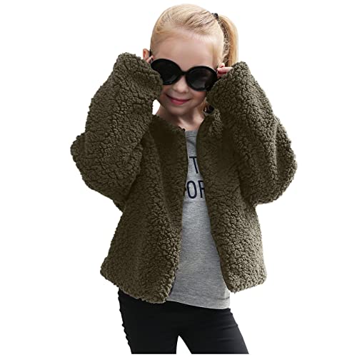 Baby Girls Faux Fur Coat Open Front Cardigan Kids Winter Fleece Jacket Warm Outwear Windproof Toddler Coat for Girls