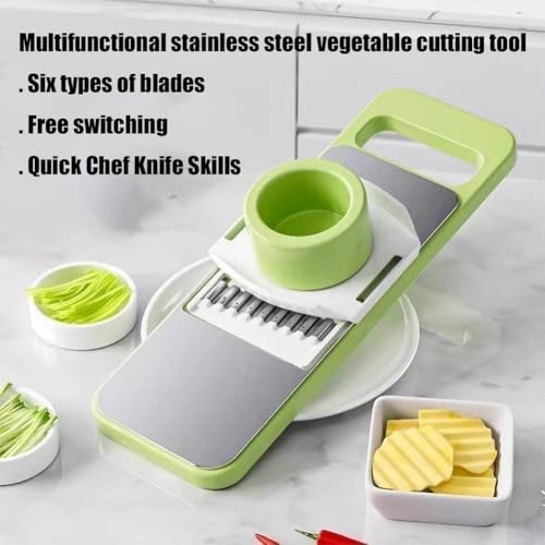Cortadora mandolina ajustable de seguridad para cocina acero inoxidable miniatura 6