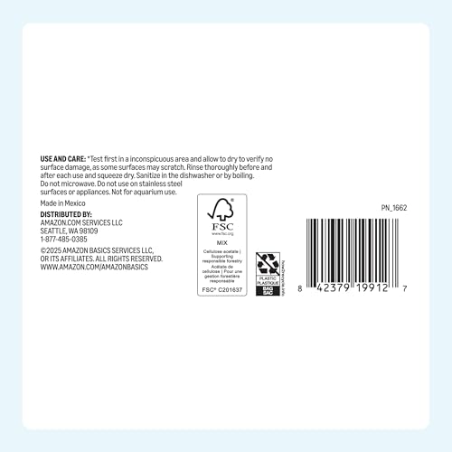 Amazon Basics Non-Scratch Dual-Sided Sponges for Nonstick Pots and Pans, Dish Scrubber, All-Purpose, 6-Pack, Packaging May Vary