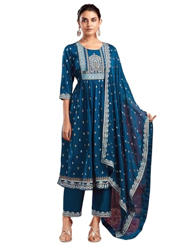 Image of SIRIL Women's Rayon Viscose Printed Kurta Pant with Dupatta Set