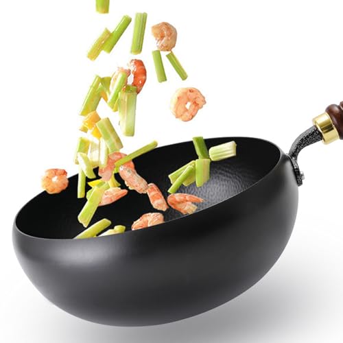 Wok de hierro forjado 9.45 in con tapa de vidrio miniatura 4