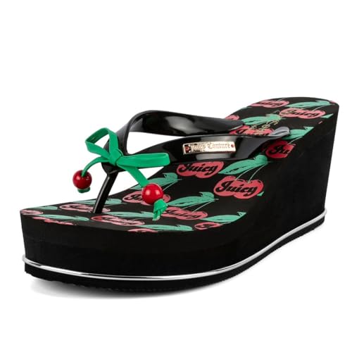 Image of Juicy Couture Women's Wedge Platform Flip Flops, Fashion Beach Sandals with Soft Footbed and Thong Style