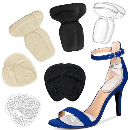 ONUEMP Heel Grips, High Heel Cushion Inserts for Too Big Shoes, Reusable Anti-Slip Shoe Pads Foot Insoles and Metatarsal Pads for Women, Heel Blister Prevention - 6 Pairs