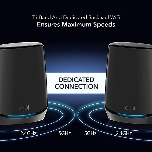 Image of Netgear Orbi Whole Home Tri-Band Mesh WiFi 6 Add-on Satellite (RBS860) Works with Your Orbi WiFi 6 System adds up to 2,700 sq. ft. Coverage AX6000 (Up to 6Gbps)