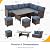 Wisteria Lane 7 Pieces Patio Furniture Set Outdoor Furniture Sectional, High Back Outdoor Patio Dining Table Set, Wicker Patio Conversation Set with Cushions for Balcony Lawn and Garden, Blue