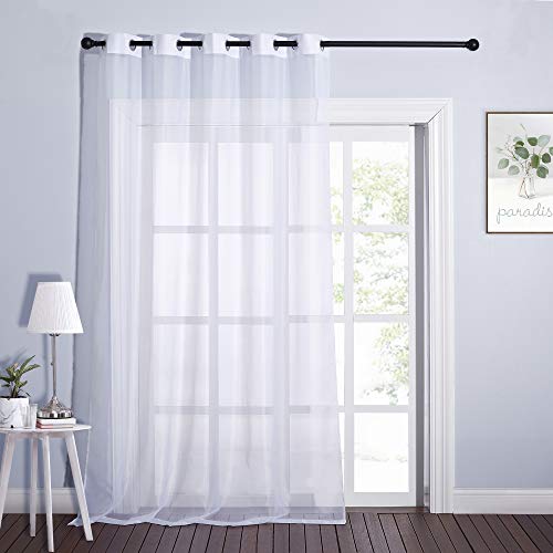 NICETOWN NICETOWN Sheer Curtains Extra Long and Wide W70 x L108 for Living Room Windows, Grommet Voile Sheer Window Curtain Drapes for Sliding Glass Door/Villa/Cottage, White, 1 PC White 70"W x 108"L