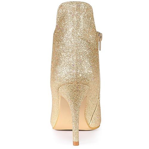 Allegra K Women's Glitter Pointed Toe Cutout Sparkly Stiletto Heels Ankle Boots4