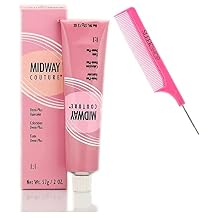 MIDWAY COUTURE by WeIIa Demi-Plus Haircolor Dye, Mid Way Demi Permanent Hair Color w/SIeekshop Argan-Oil Infused PINK Rat Tail Steel Pin Comb 1N Black