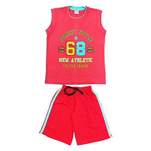 Image of boys and girls set dress sleeveless t shirt shorts (pack of 5set)