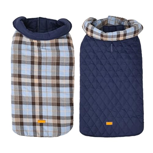 Wendbarer Hunde-Wintermantel, wasserdichte, karierte Steppjacke und warme Weste für kleine und große...