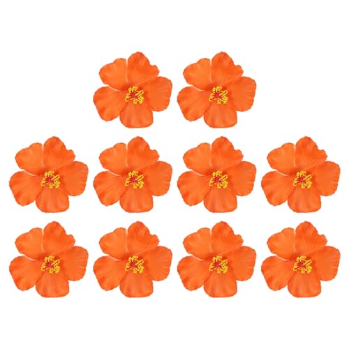 PATIKIL Hawaiian Hibiscus Flowers, 10 Pack, Orange, EVA Foam, Flower Hair Clip for Decoration and DIY Crafts
