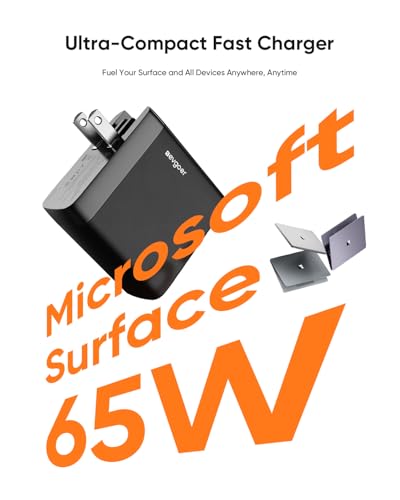 Image of Surface Pro Charger, 65W Microsoft Surface Charger for Pro 3 /4 /5 /6 /7 /8 /9 /10 /X /11 /12 and Compatible with Microsoft Book /Laptop /Tablet, with European /UK Adapter for Travel /Business