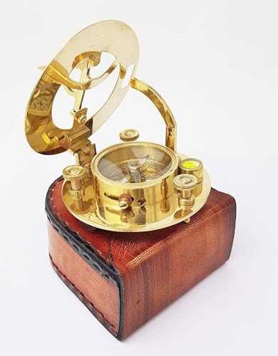 Brújula reloj de sol náutica antigua estilo vintage en latón miniatura 2
