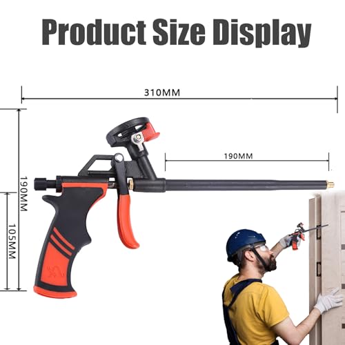 PU Schaumpistole,Bauschaumpistole,Metall Dosierpistole,Beschichtete Bauschaumpistole mit Dem Ventil,Körper Sind Nicht Leicht zu Blockieren Leicht zu Reinigen,Geeignet für Abdichten,Füllen,Abdichten