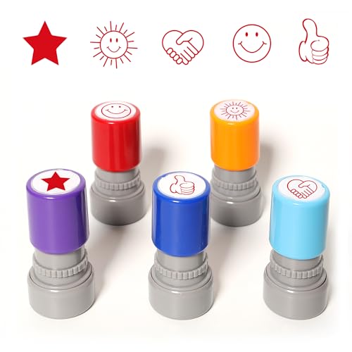 Teacher Stamps Self-Inking 5-Color Pack for Classroom Motivating Students Grading & Behavior Rewards Elementary Teacher Supplies
