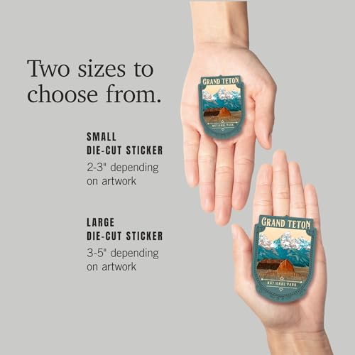 Image of Die Cut Sticker Grand Teton National Park, Wyoming, Painterly National Park Series, Vinyl Sticker, (Waterproof Decal for Cars, Water Bottles, Laptops, Coolers), Large