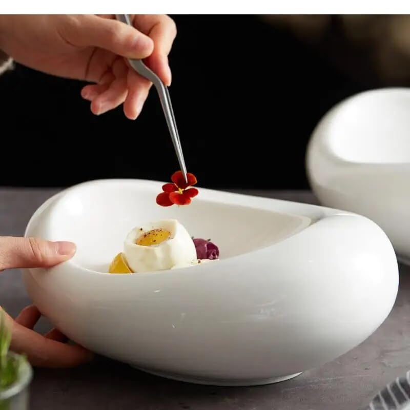 Piatti creativi in ceramica bianca per la casa piatto freddo vassoio di stoccaggio forniture per la cucina hotel stoviglie piatto freddo cena stoviglie (28 cm)